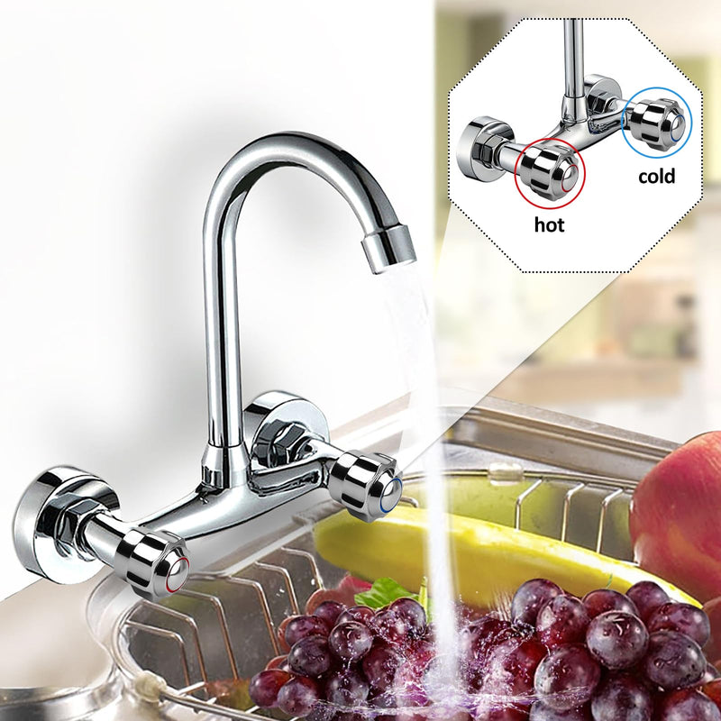 [Australia - AusPower] - Set of 2 Tap Cover Handle Chrome-Plated Replacement Tap Handle Knob, Hot & Cold Tap Top Head Cover with Ceramic Cartridge, Tap Handle Replacement Kit for Bathroom Kitchen Sink 