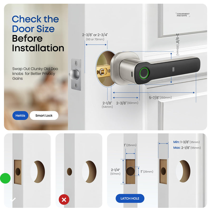 Fingerprint Door Lock- Smart Door knob,Biometric Door Lock with Passcode for Bedroom Home Hotel Office Apartment in Satin Nickel 1