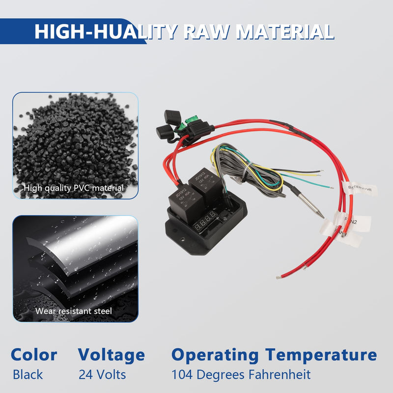 [Australia - AusPower] - Digital Radiator Fans Controller Switch Kit with Adjustable Temperature Range Range 12V 24V Digital Electric Thermatic Dual Electric Fan Switch Kit Replace #0444 