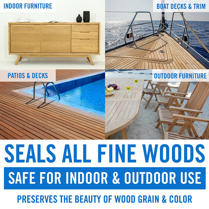 Better Boat Teak Cleaner and Brightener for Wood, Teak Oil or Sealer for Boats, Indoor Furniture, Shower Stools, and Outdoor Wood Furniture Restorer for Stains Teak Sealer Oil