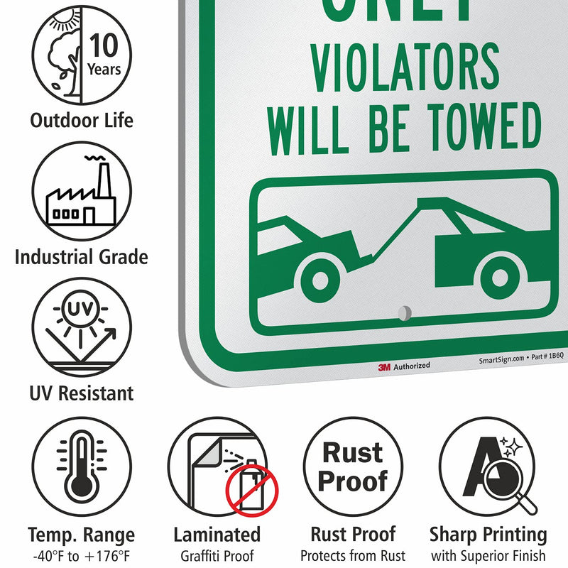 SmartSign "Resident Parking Only, Violators Towed" Sign | 12" x 18" 3M Engineer Grade Reflective Aluminum 18" x 12"