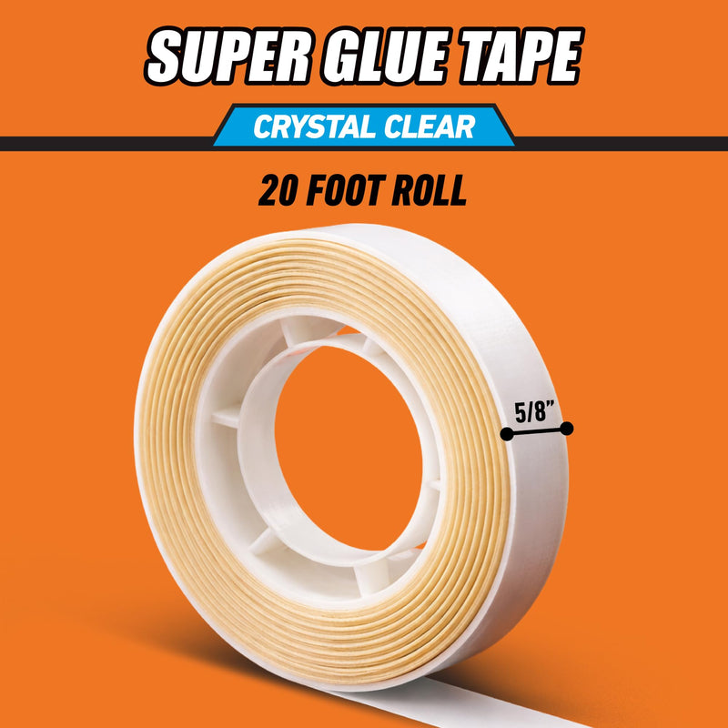 Gorilla Super Glue Tape, Multi-Purpose, Permanent, Double Sided, High Tack, 5/8in x 20ft, Clear (Pack of 1) 1 Pack