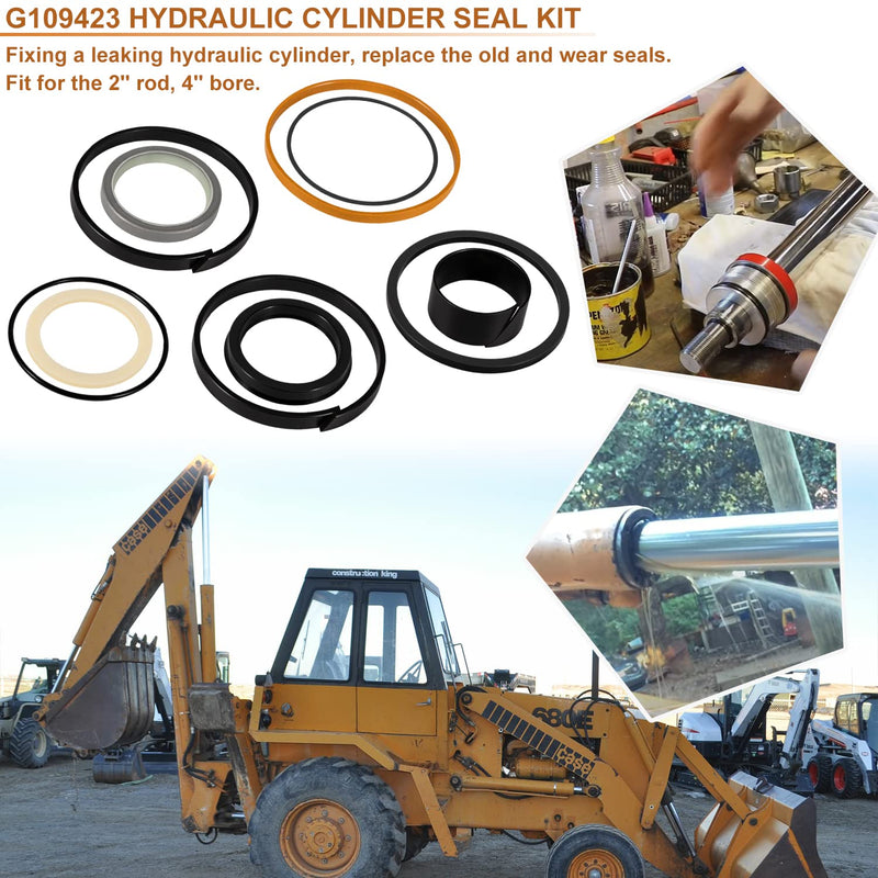 [Australia - AusPower] - for Case 1543273C1/Case G109423/Case G105545 Hydraulic Cylinder Seal Kit (for Rod Size: 2'', Bore Size: 4'') for Case 450 455 550 580 650 680 780 850 855 1085 1086 1150 1155 1285 1286 1450 1450 1550 