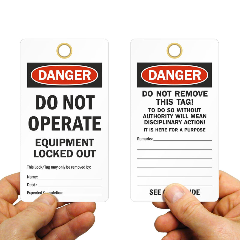 SmartSign Do Not Operate Tags, Equipment Locked Out 2 - Sided Safety Tag | 6" x 3.25" Heavy Duty Vinyl, Pack of 25