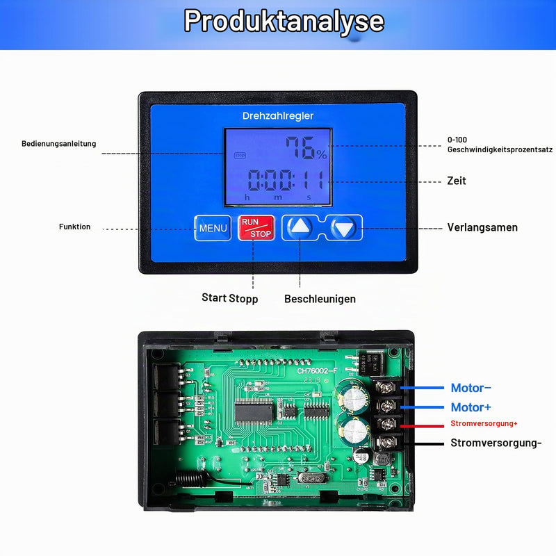 DEWIN Speed Controller, LCD Display 0-100% Adjustable Wireless Remote Control DC Motor Speed Controller DC 6.5-55V 30A