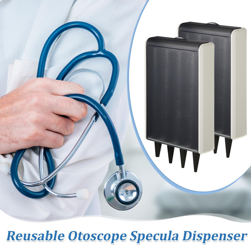 [Australia - AusPower] - 2 Pcs Reusable Otoscope Specula Dispenser Plastic Specula Dispenser for Disposable Ear, Black 