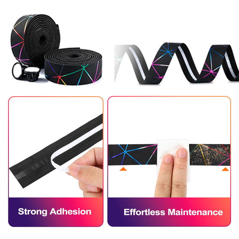 Bike Handlebar Tapes, Professional Anti-Slip Shock Absorbing EVA Cycling Handle Wraps with Adhesive -Stylish Bicycle Makeover Accessory Enhanced Cycling Comfort & Handle Grip Control (2 Rolls, Black) Black and Color