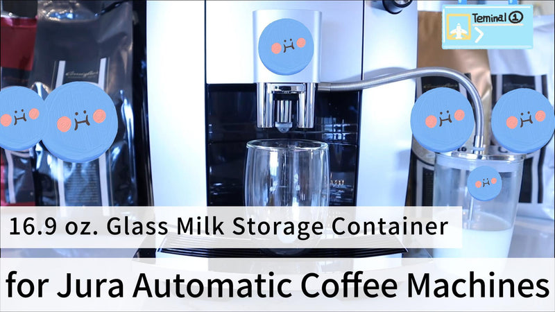Glass Milk Container for Jura & Stainless Steel Milk Pipe Casing with HP3 Adapter, Compatible with Jura Coffee Machine Models: Z8, Z6, J6, S8, S80, E8, GIGA X8cG2 / X8G2/X3cG2 / X3G2, X8, X10, WE8 Container+ Pipe Casing
