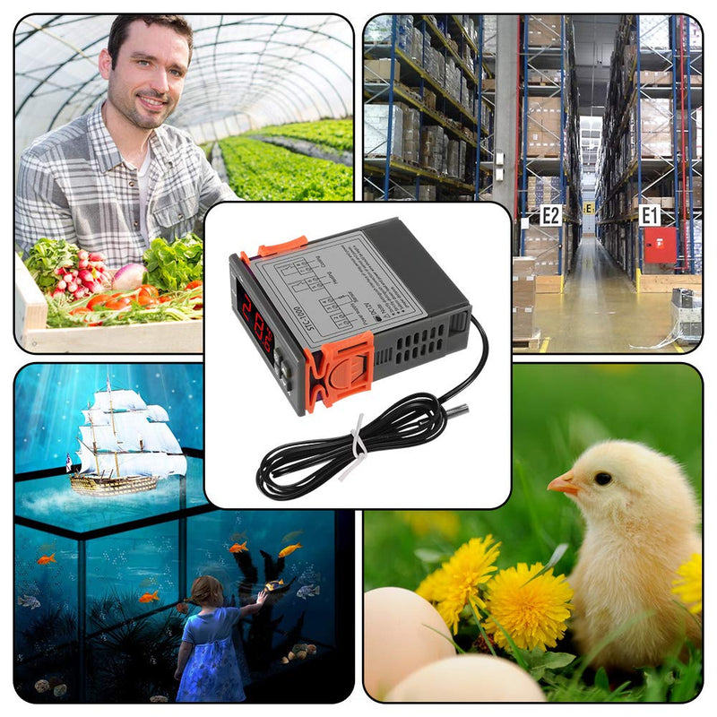 [Australia - AusPower] - STC-1000 10A DC 12V Digital LED Temperature Controller Cooling Heating Centigrade Thermostat 2 Relays LED Output with NTC Sensor Probe(12V) 