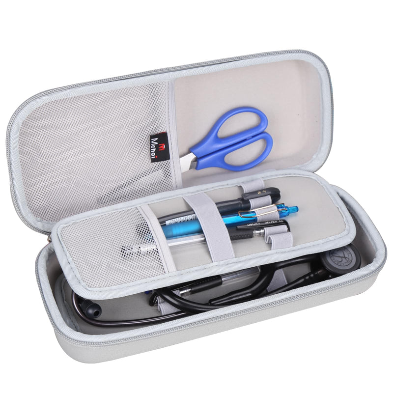 [Australia - AusPower] - Mchoi Stethoscope Case Compatible with 3M Littmann Classic III, Lightweight II S.E, MDF Acoustica Deluxe Stethoscope, Extra Room for Medical Scissors EMT Trauma Shears and Accessories (Grey, Medium) Grey 
