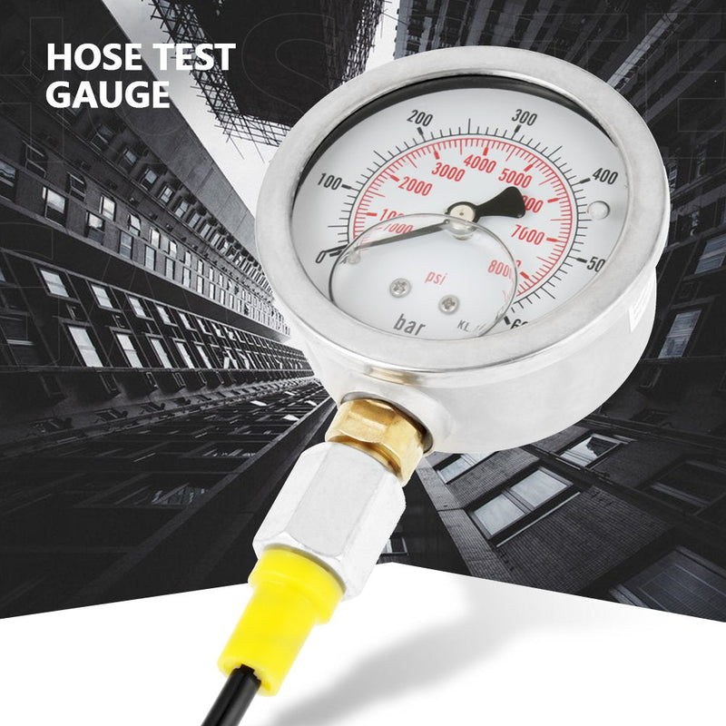 [Australia - AusPower] - Hydraulic Pressure Test Kit 40mpa Hydraulic Pressure Gauge 60p Hydraulic Pressure Test Kit,Hydraulic Hose Test Point Coupling M16*2-BSP1/4 + 0~600BAr 8500PSI Gauge Hose 