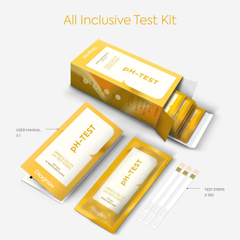 [Australia - AusPower] - DIAGNOX HEALTH pH Test Strips for Urine & Saliva - Wide pH Test Range (4.5 to 9.0) - Comprehensive Health Check with Easy-to-Read Results, Longer Shelf Life [100 Tests] 1 Count (Pack of 100) 