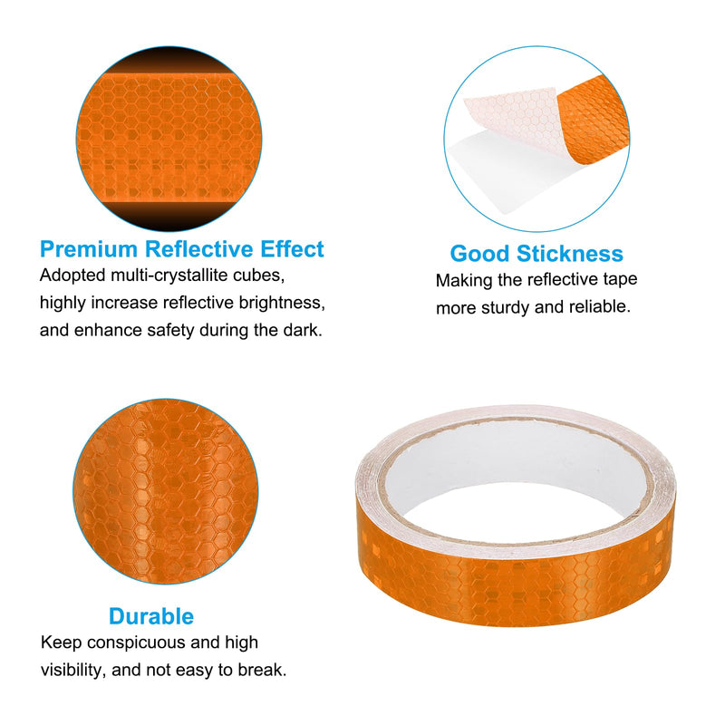 PATIKIL Reflective Tape, (1 Inch x 16 Ft, Orange) (1 Roll), Waterproof Self Adhesive Safety Warning Stickers Outdoor Night Reflector Tape with Scraper, Suit for - Truck/Trailer/Car 1 Inch x 16 ft