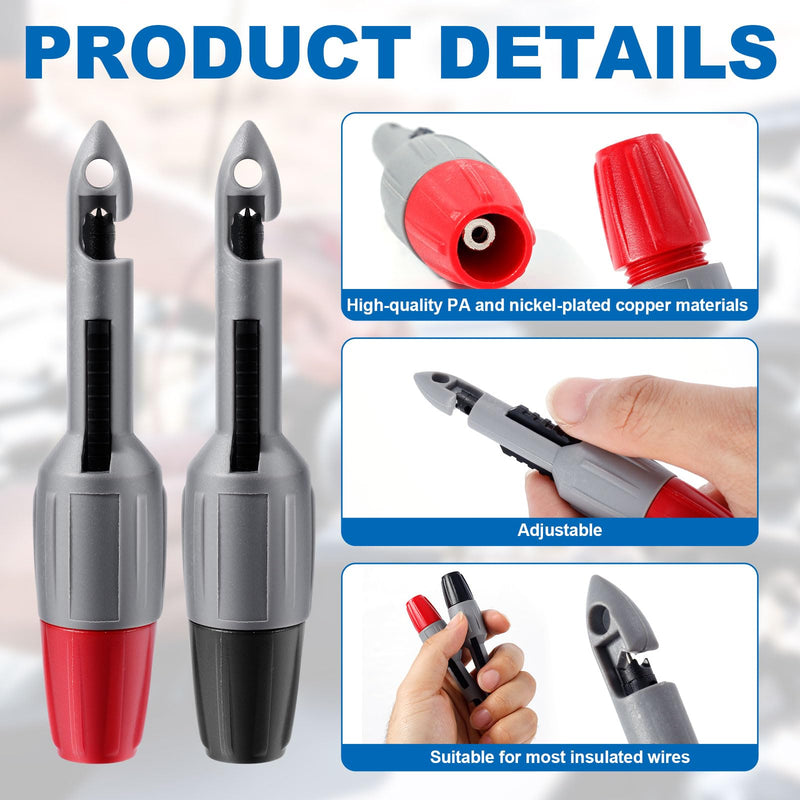 [Australia - AusPower] - 4pcs Wire Piercing Probe Kit, 0.08in and 0.16in Insulation Puncture Wire Probe Piercing Clip Test Tool for Multimeter Equipment Home Appliance Repair Electricity Meter Testing Accessories 