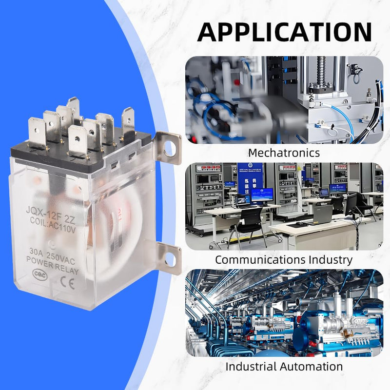 [Australia - AusPower] - JQX-12F-2Z AC 110V Coil 30A 2NO 2NC DPDT 8 Pin General Purpose High Power Relay… 