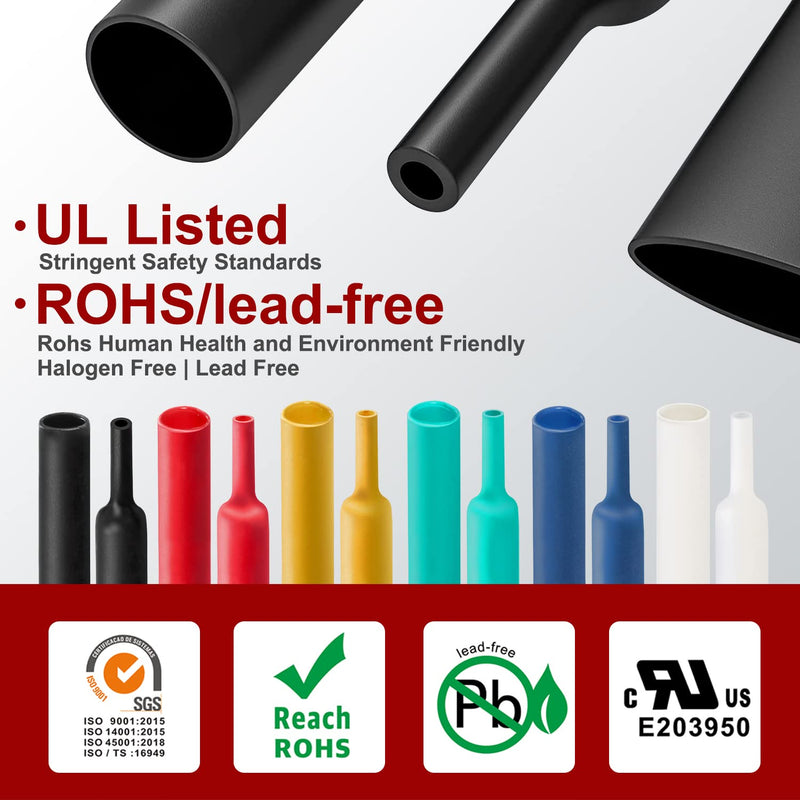 Chanzon 3:1 Ratio 3/16" (4.8mm) Heat Shrink Tubing - Marine Grade Waterproof Adhesive Lined - 8Ft Roll (2.5M Total Length) Black Polyolefin Sleeving Wrap Shrinking 3 to 1 Ratio 1pcs 4.8mm (3/16") - 8FT