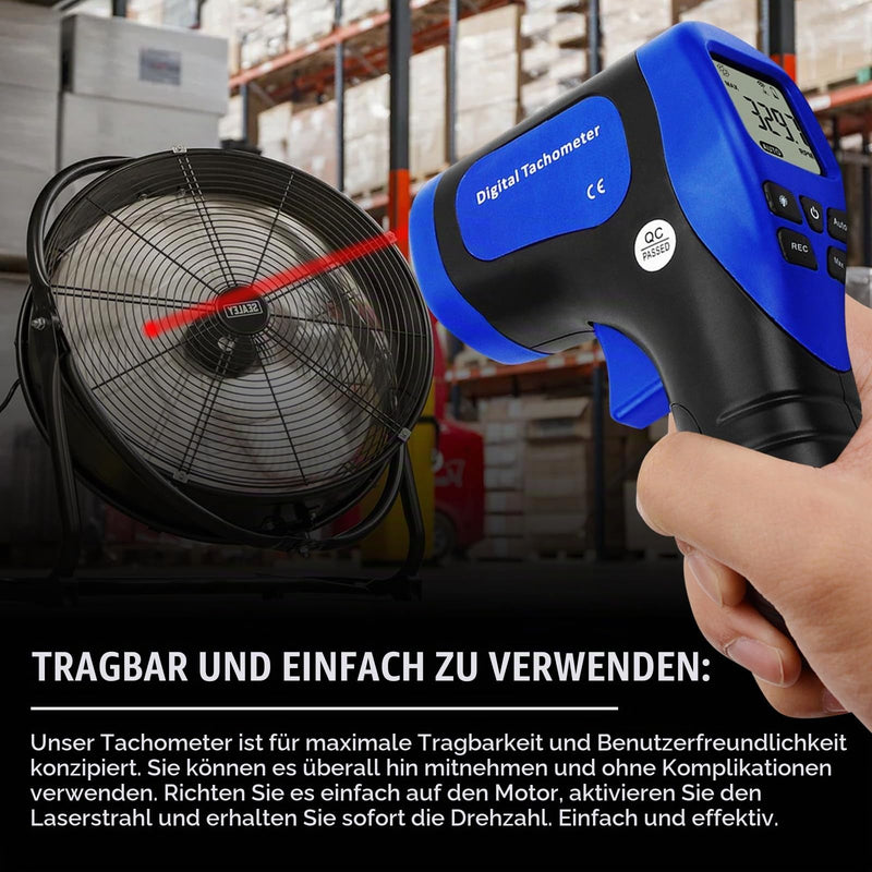 2.5-99999 RPM Record (60 Data)/MAX/MIN/AVG Function Handheld Digital Laser Non-Contact Tachometer Speedometer Surface