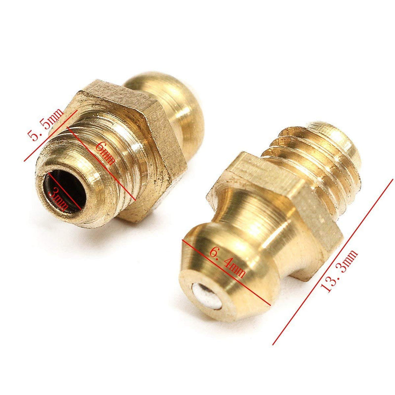 25 Pcs/Set 1/4-28 SAE-LT Copper Taper Thread Grease Zerk Nipple Fitting (Straight) Straight