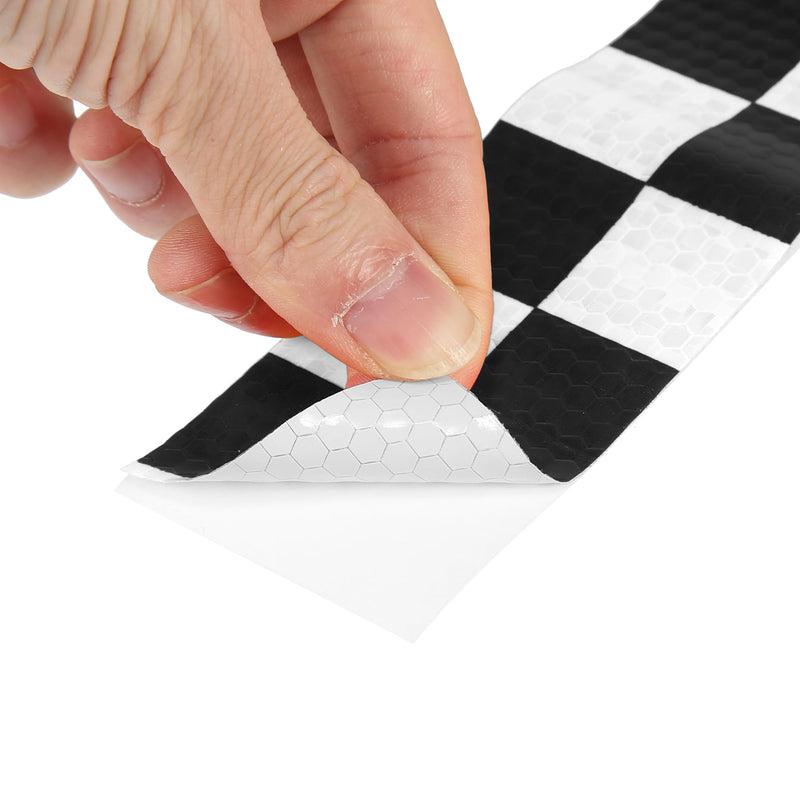 X AUTOHAUX Reflective Black and White Checkered Tape Warning Tape Adhesive Signs Waterproof High Visibility Sticker for Trailer Cars Auto Trucks Trailer 118.11"x1.97"(L x W)
