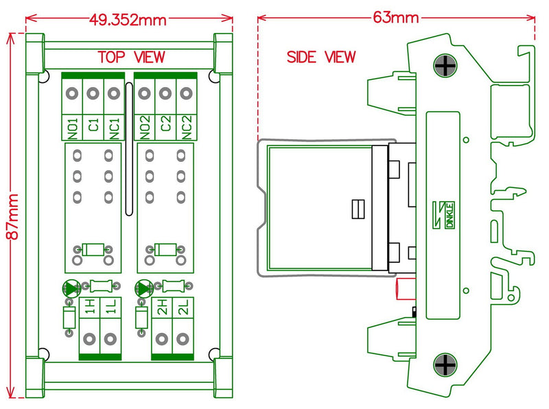[Australia - AusPower] - Electronics-Salon DIN Rail Mount AC/DC 24V Control 2 SPDT 16Amp Pluggable Power Relay Module, G2R-1-E 2 Channel 24V 
