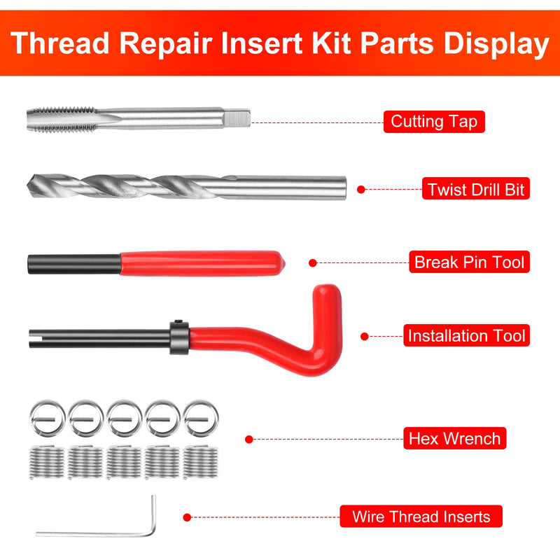 [Australia - AusPower] - Thread Repair Kit M10 X 1.5mm, Metric Thread Repair Insert Kit Compatible Hand Tool Set for Damaged Thread and Auto Repairing Metric,M10×1.5mm 