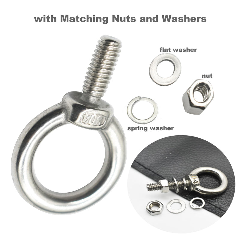 [Australia - AusPower] - Stainless M4 Eyebolt 0.39"(10mm) Long Male Ring Threaded Screw Lifting Shoulder Eye Bolts with Nuts Washers,10 PCS M4*10mm(0.39")-10PCS 