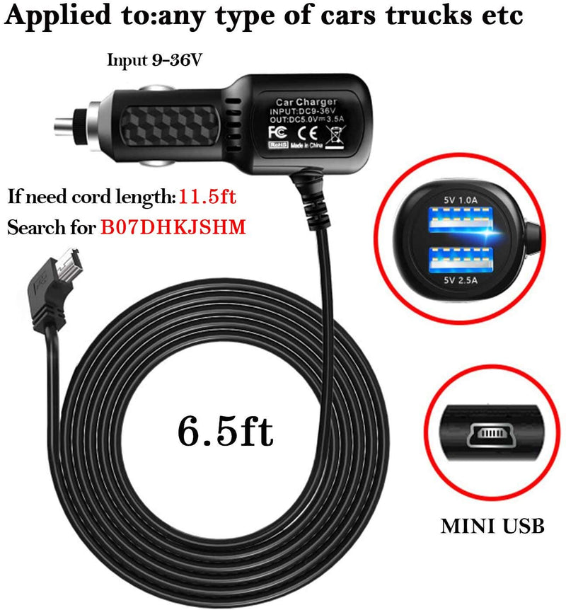 [Australia - AusPower] - Car Charger for Garmin Nuvi, Garmin GPS Charger Cable,Mini USB Power Cord Cable Dual Port USB Vehicle Power Charging Cable Cord for Garmin Nuvi C255 Dashcam 