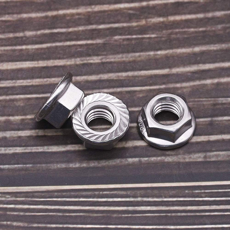 [Australia - AusPower] - M10-1.5 (10 pcs) Serrated Flange Hex Nuts, Hexagon Flange Nuts 304 Stainless Steel 18-8, Bright Finish, Full Thread, DIN6923 M10-1.5 10 
