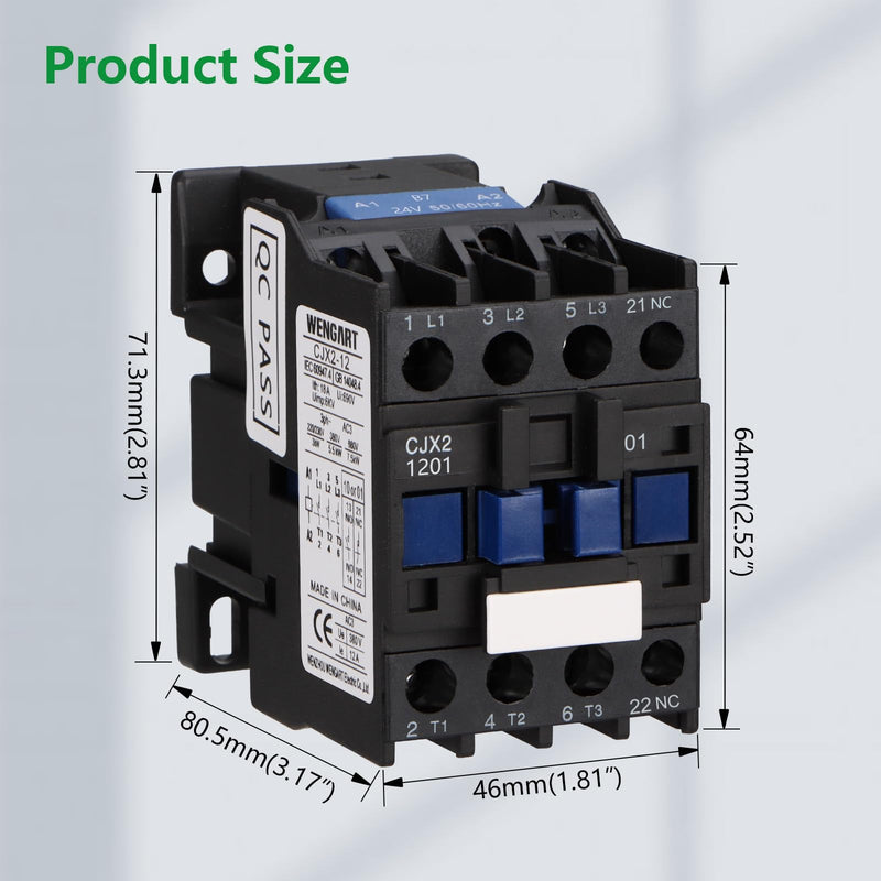 Wengart Industrial Contactor CJX2-1201, AC24V 3NO1NC Ie12A An Important Part of Industrial Control Systems 1NC_AC24V