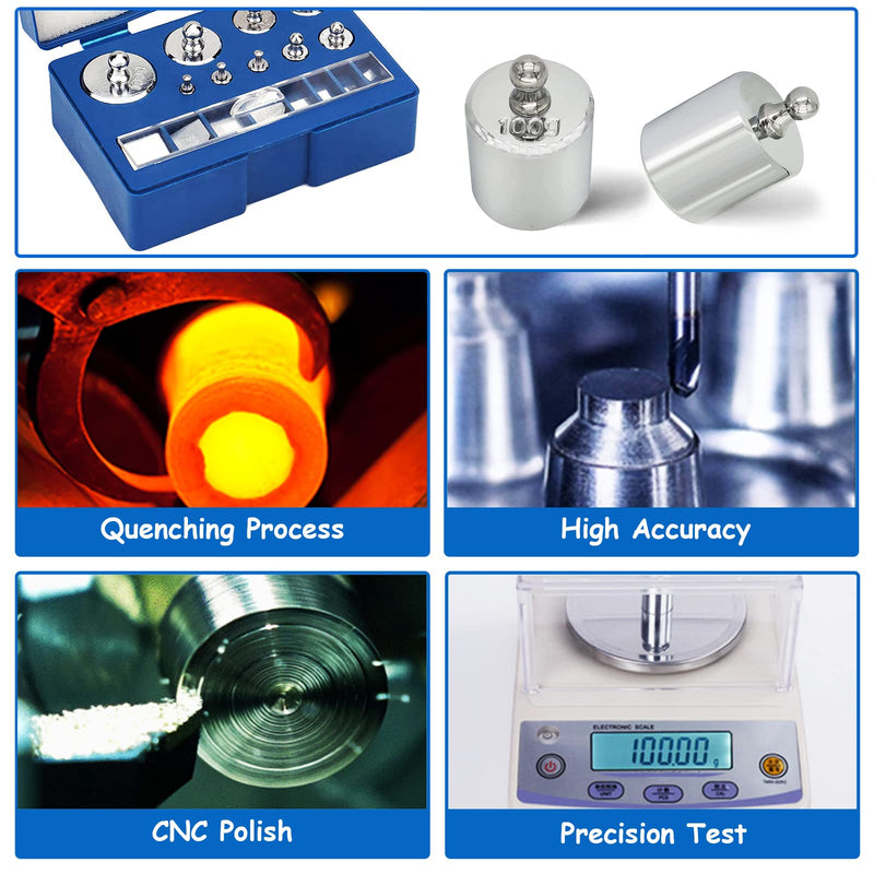 [Australia - AusPower] - 17 Pcs Calibration Weights Set 10mg-100g Calibration Weight Kit Stainless Steel Calibration Weight for Calibrate The Balance Diamond Jewelry Carat Scales Metering Verification (206g) 206g 