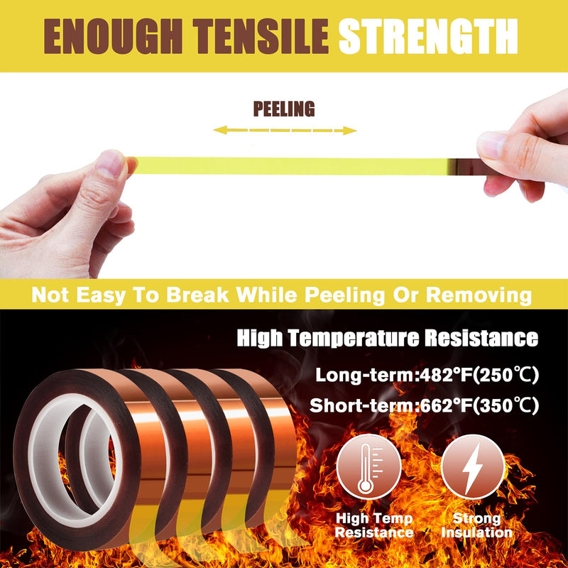 [Australia - AusPower] - 4 Rolls 10mm x16m(52FT) Heat Tape High Temperature Heat Resistant Tape Heat Transfer Tape for Heat Sublimation Press Vinyl,No Residue 