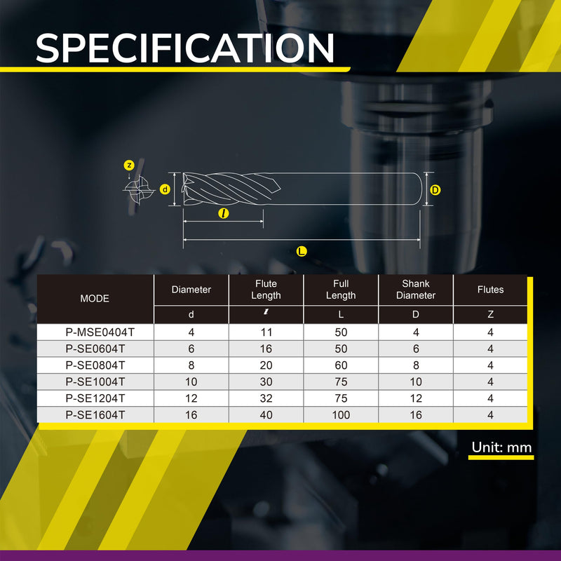 [Australia - AusPower] - SPEED TIGER Micrograin Carbide Square End Mill - 4 Flute - 8mm 60L (1 Piece, 8mm) - for Drilling Alloy Steels, Hardened Steel, Metal & More – Mill Bits Sets for DIYers & Professionals 