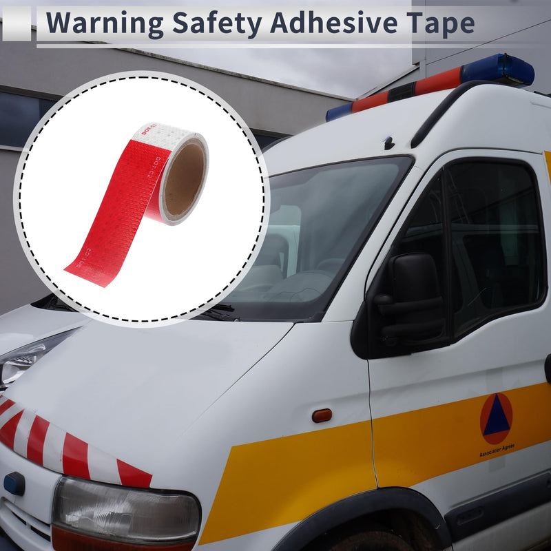 Reflective Tape 16.4ft x 1.97" Argyle Warning Safety Adhesive Tape Outdoor Reflector for Cars Trucks Red,White 1 Pc 16.4ft x 1.97"