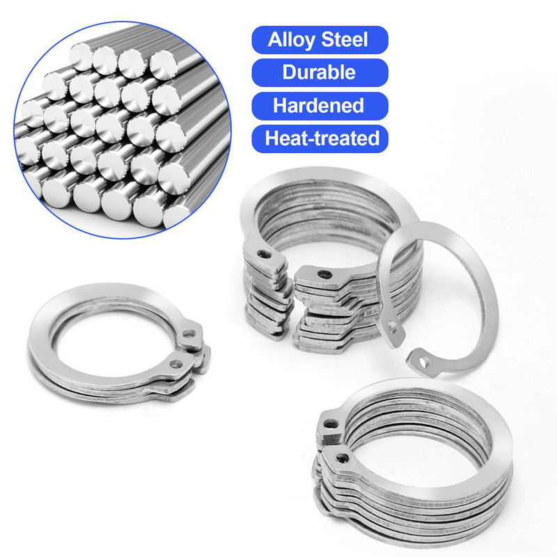 Snap Rings Assortment Kit, 335PCS External Retaining Rings Snap Ring Set, 15 Sizes C Clips Retainer Rings Set, External Circlip Snap Rings Set Silver-335PCS