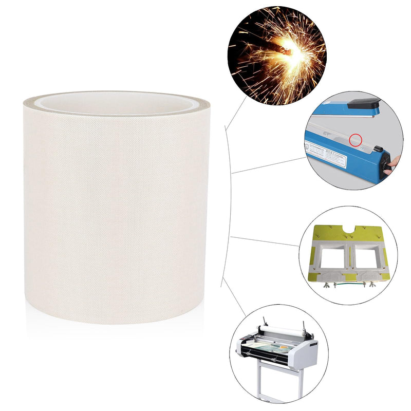 BOMEI PACK White PTFE Teflonn Glass Cloth Tape, 4inch x 33ft High Temperature Tape Fiberglass Adhesive, Heat Resistant for Fabric,High-Speed Sealing Machine,Vacuum Sealer Machine,1 Pack