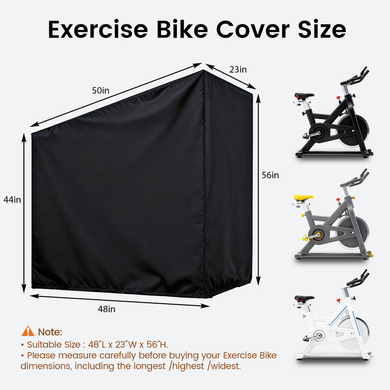 Exercise Bike Cover, Upright Indoor Cycling Protective Cover, Oxford Waterproof Fabric, Windproof, Dustproof, UV Resistant-for Peloton、Schwinn、NordicTrack，Ideal for Indoor and Outdoor Use (Black)
