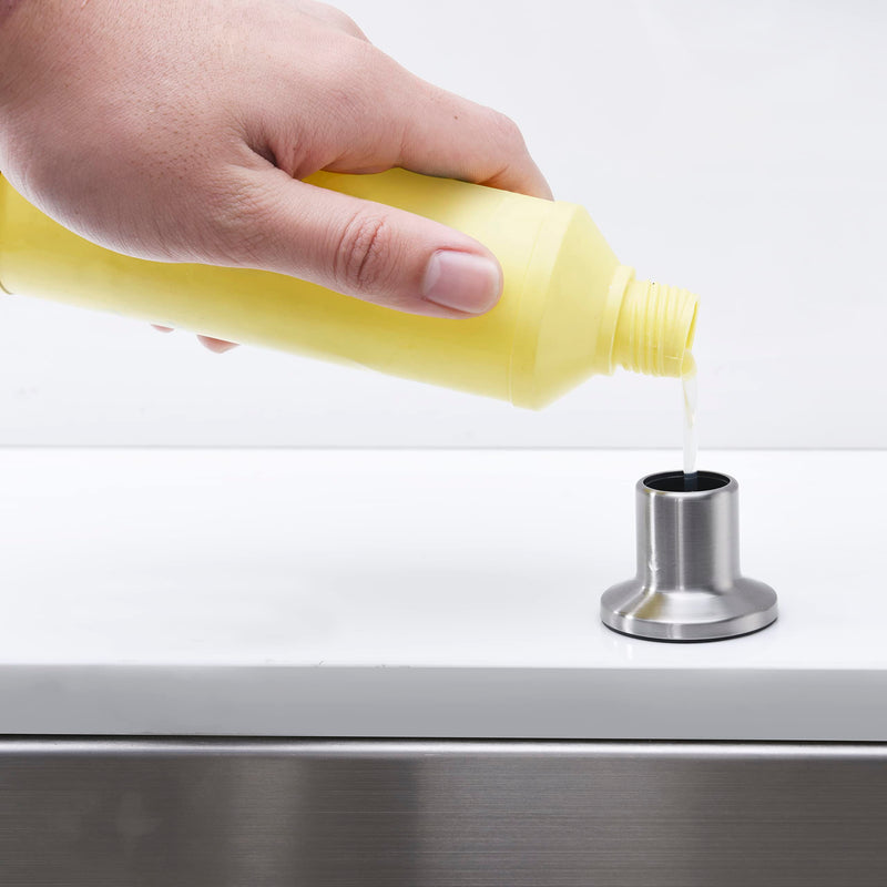 Brushed Nickel Built-in Kitchen Sink Soap Dispenser - 17OZ Stainless Steel Countertop Pump, Durable Zinc Alloy Nozzle for Kitchen Sink Brushed Nickel