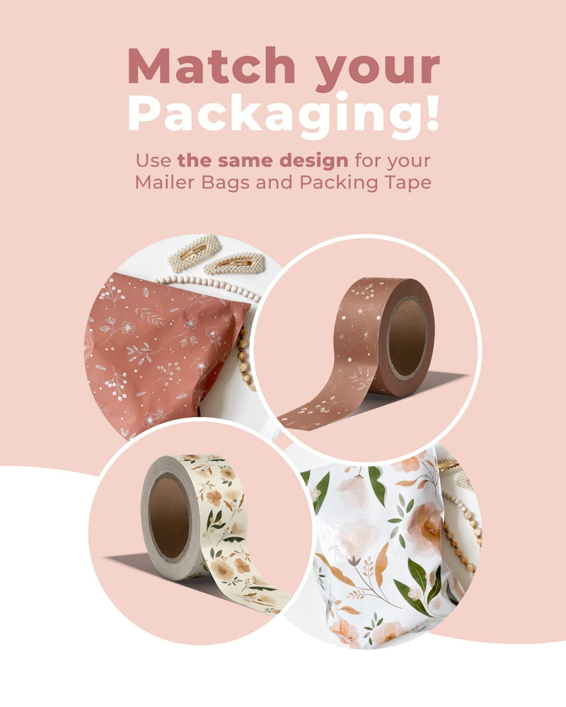 Impack Water Activated Tape - Packing Tapes for Sealing Boxes and Cartons - Gummed Tape for Mail Boxes or Gift Boxes - Biodegradable Paper Shipping Tape for Small Business (Rosy Brown 164ft - 50m) Rosy Brown Floral