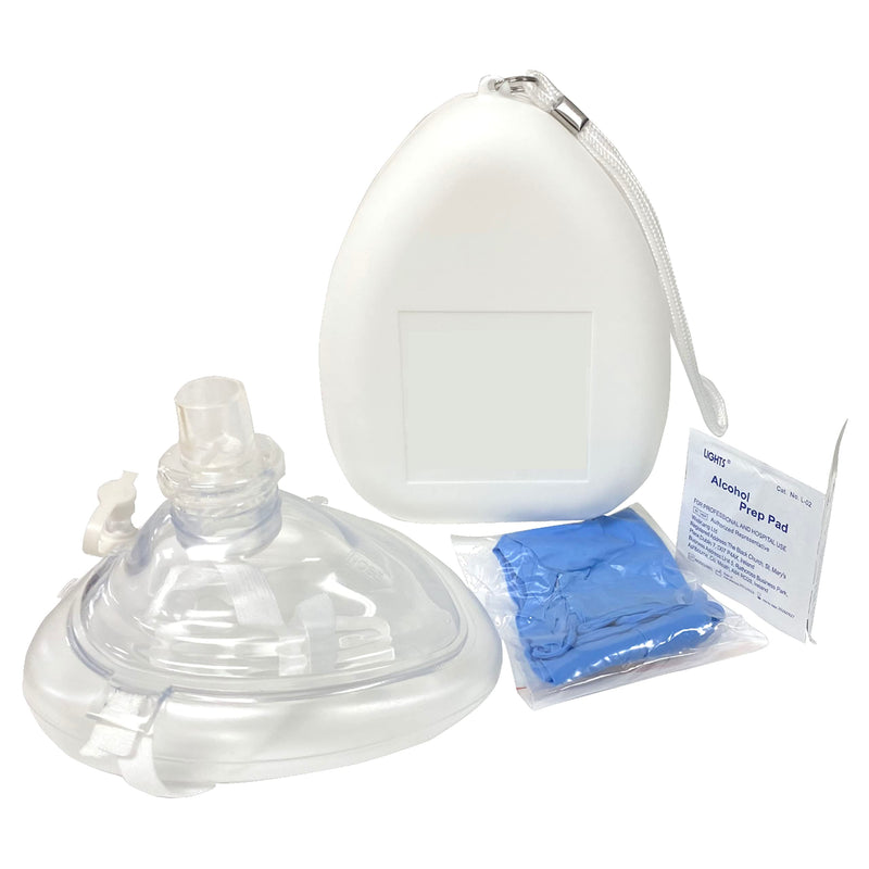 [Australia - AusPower] - Kemp USA Ambu Medical Supplies & Equipment CPR Mask Kit in Hard Case with O2 Inlet, Head Strap, Gloves & Wipes for Adults and Children (1 Set) 1 