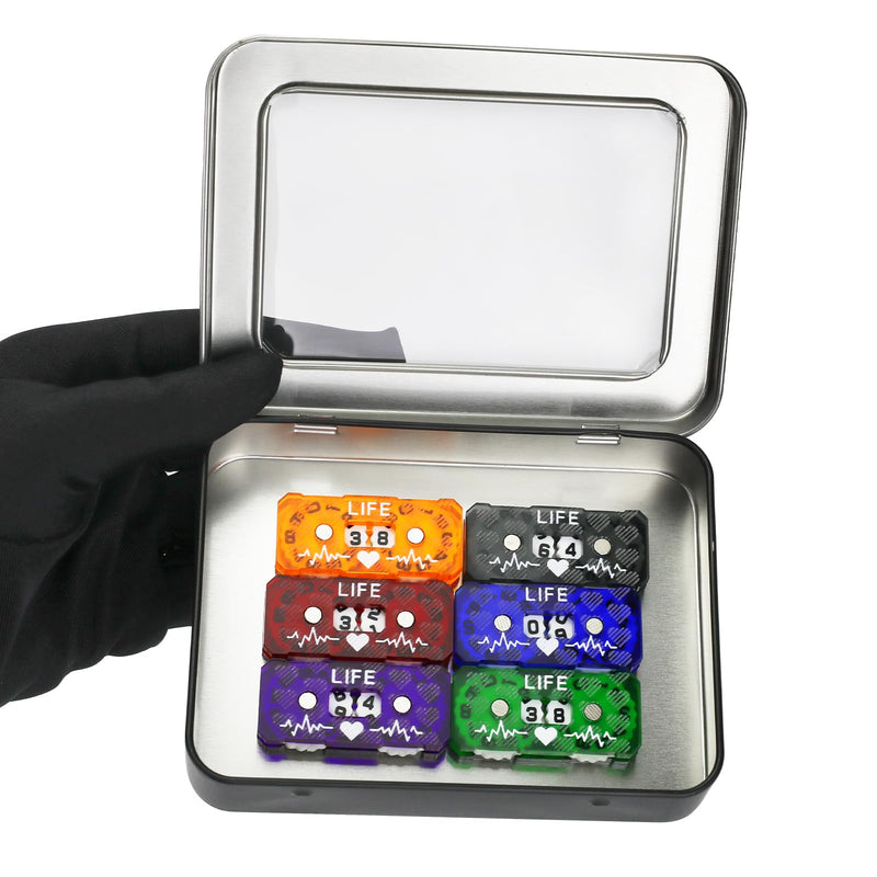 6Pcs MTG Life Counter Double Digits with Metal Box, Health Tracker Life Counter for Collectible Card Games, Compatible with D&D RPG CCG TCG Tabletop Board Games Magic Card Games Accessories A Color-6pcs