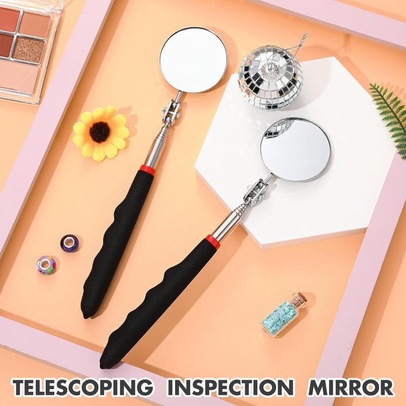 [Australia - AusPower] - 1 Pcs Telescoping Inspection Mirror, 29 Inch Mechanics Mirror Tool with Long Handle, Round Extendable Mirror on a Stick for Technicians Mechanics Contractors Checking Observation (Black) Black 
