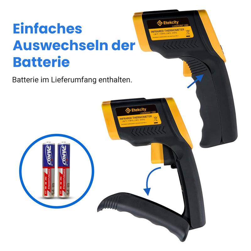 [Australia - AusPower] - Etekcity Infrared Thermometer -50 to +610 °C, Digital IR Pyrometer Non-Contact Temperature Meter, LCD Lighting (Not for People) for Cooking/Pizza Oven/Freezer/Industry -50℃~610℃ 