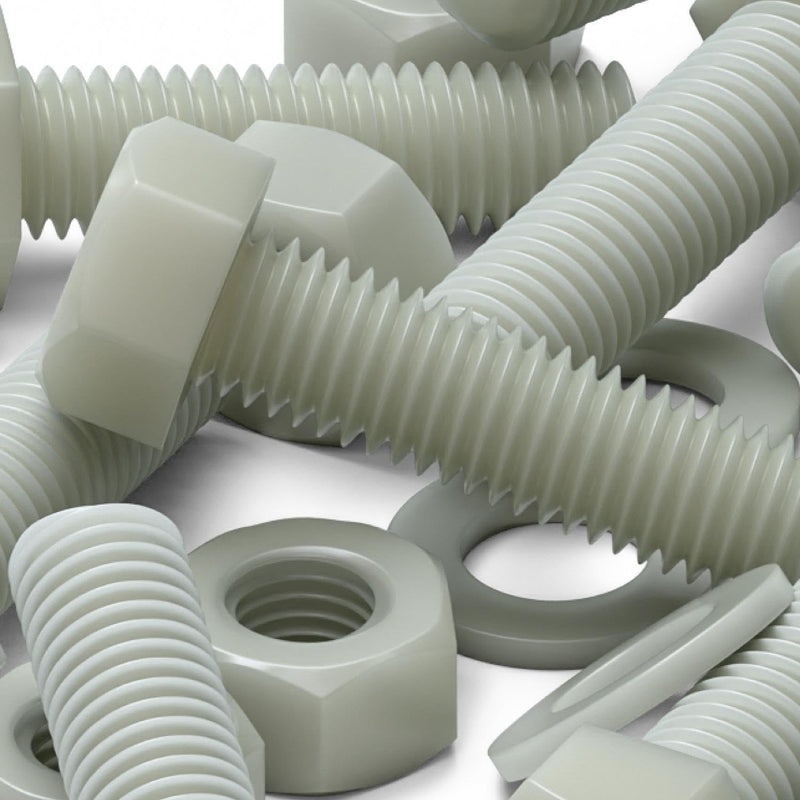 [Australia - AusPower] - 50 x Glass Filled Reinforced, Super Nylon Hex Head, M8 x 30mm, Machine Screws, Plastic Nuts and Bolts, Washers, (5/16 x 1 3/16 in) 