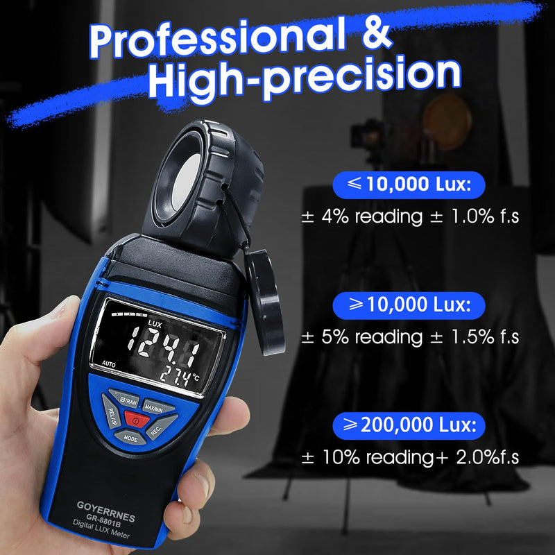 [Australia - AusPower] - Illuminance Light Meter, Digital Lux Foot Candles Meter 0.1~400,000 Lux (0.1~40,000 FC) with 270º Rotatable Detector, Lumen Meter Luxmeter for Indoor Outdoor（Blue） 