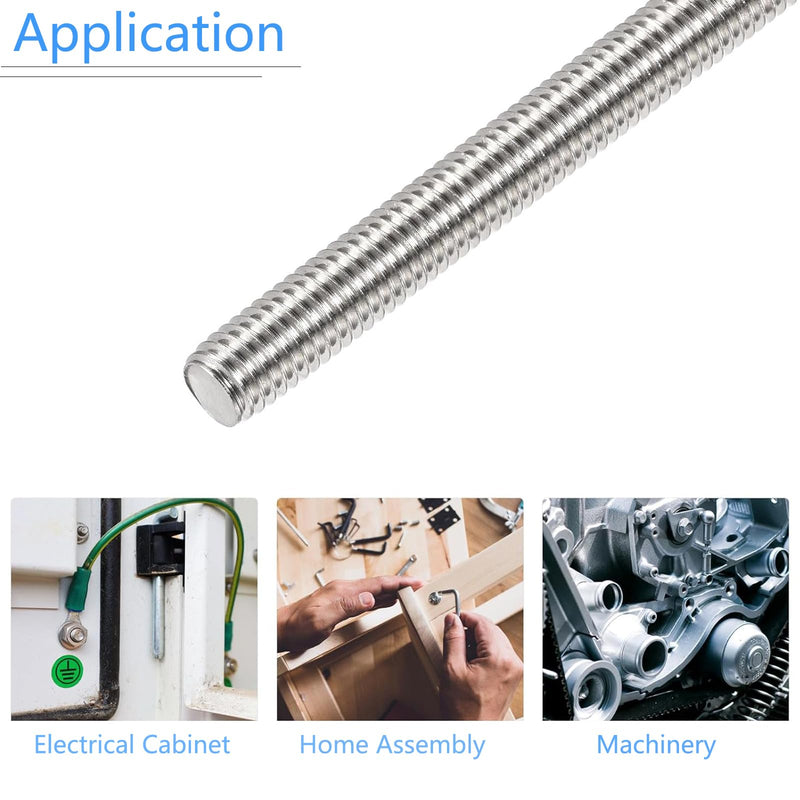 [Australia - AusPower] - TOP-VIGOR 2Pcs M10-1.5 x 400mm Length Fully Threaded Rod, 304 Stainless Steel Right Hand Threads Rods, Fully Studding Rod Bar for Anchor Bolts, Clamps, Hangers and U-Bolts M10 x 400mm 