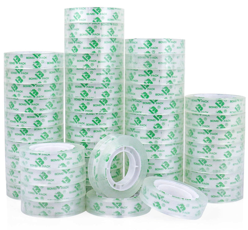 BOMEI PACK 48Rolls Crystal Clear Tape Refills for Dispenser, Bulk Office Transparent Tape for Home and School, 1/2Inch x 1000 inch 48