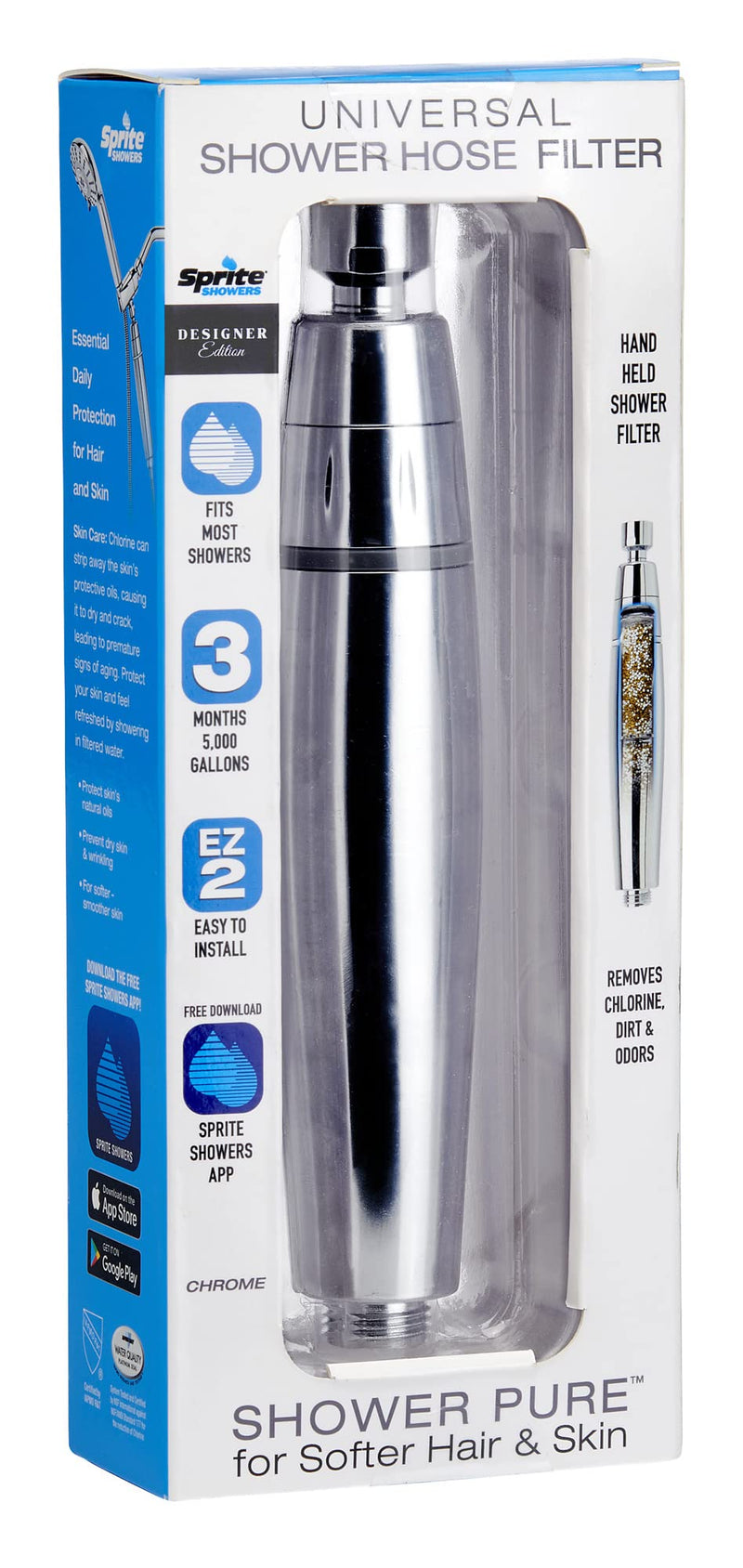 Sprite HF2-CM Shower Hose Filter 2 with HHC Filter Cartridge, Chrome
