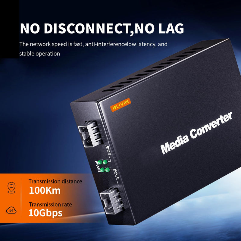 [Australia - AusPower] - 10Gbps 2 Ports SFP OEO Mode Media Converter, Optical-Electrical Fiber Count Converter, SFP Repeater for SFP+ SR Module and 10GBase-T Module, Fiber to Ethernet Transmission up to 100KM 10Gb 2 Ports SFP OEO Mode Media Converter 