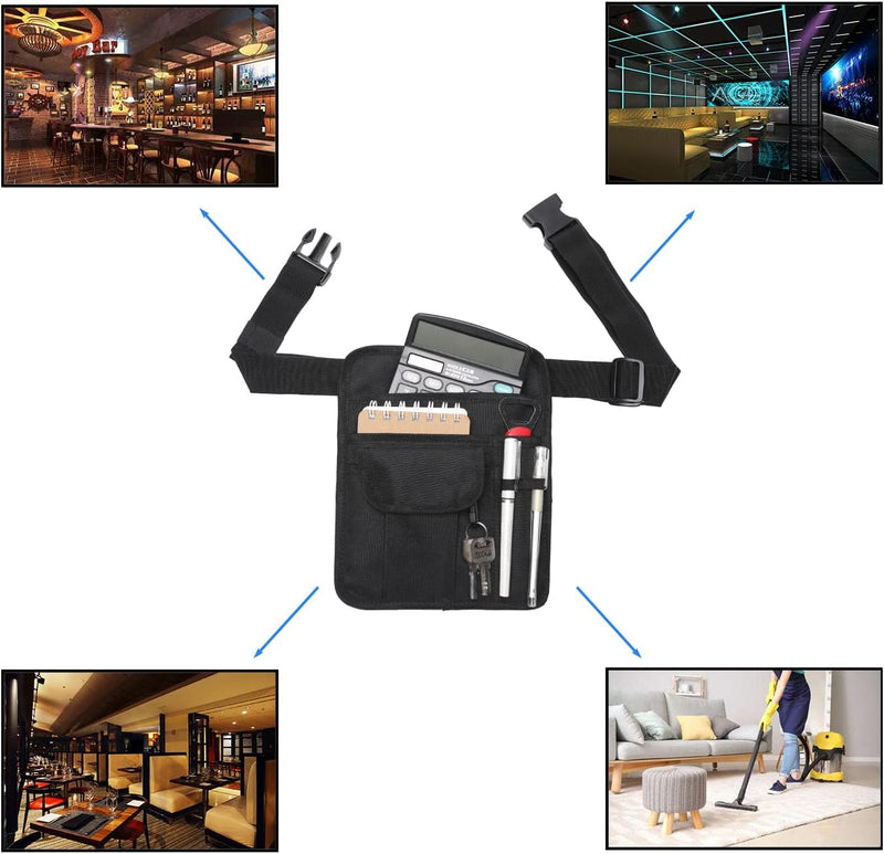 [Australia - AusPower] - Waitress Waist Bag - Server Aprons with Pockets and Adjustable Belt Check Book Holder - Ideal for Servers and Waitstaff in Busy Restaurant Environments 