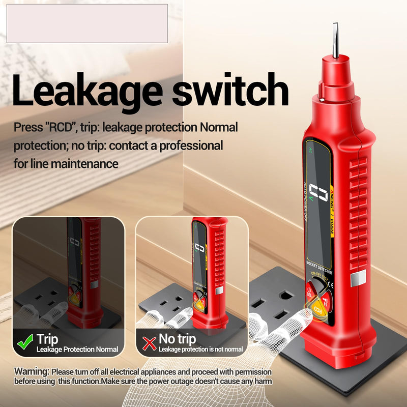 [Australia - AusPower] - Circuit Breaker Finder Tool Set 2-in-1 - Outlet Locator, Breaker Detector & Circuit Tracer for Quick Circuit Identification & Troubleshooting (No Batteries Included) (red) Red 
